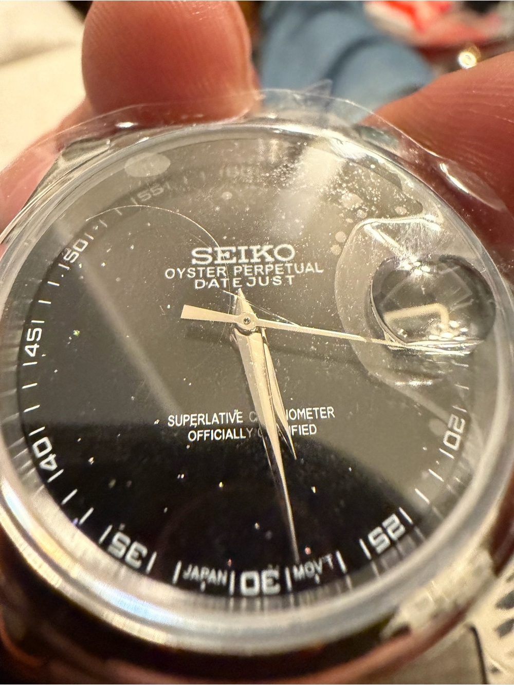Seiko Mod Black Dial Stainless Steel Datejust Style Watch - Picture 4 of 5